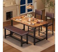 Set di 4 tavoli da cucina con panche e 2 sedie imbottite, in legno, per sala da pranzo e cucina, appartamento, telaio robusto, retrò, 113 x 70 x 75 cm