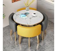 Set di 4 tavoli rotondi e quadrati per sala da pranzo e sedie per ufficio, reception, negoziati, mobili da cucina e sala da pranzo Dinette Essential