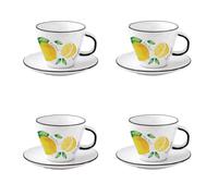 Set Di 4 Tazze Con Saucer AMALFI LIMONI Per 250Ml Porcellana EASY LIFE