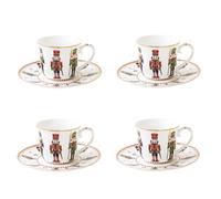 Set Di 4 Tazze Con Saucer NUTCRACKER Nussknacker Bianco Colorato 200ml EASY LIFE