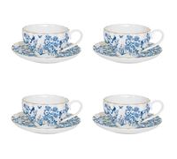 Set Di 4 Tazze Con Saucer PARADISE GARDEN 300ml Porcellana Easy Life