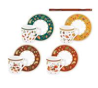 Set Di 4 Tazze Con UT Autumn Breeze Autunno Per 100Ml In Porcellana Easy Life