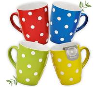 Set di 4 tazze da caffè con decorazione a pois, per 250 ml, moderne tazze di design Dopamine Cappuccino