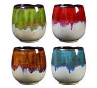 Set di 4 tazze da caffè da 100 ml, per cappuccino, in ceramica, riutilizzabili, ideali per casa, giardino, campeggio, design artistico