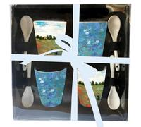 Set di 4 tazze da caffè e cucchiaini Enesco Claude Monet (pappagalli, ninfee)