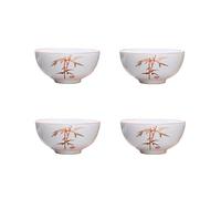 Set di 4 tazze da tè cinesi per degustazione, mini tazze bianche in porcellana da 60 ml per cerimonia del tè Gongfu (in bambù)