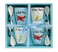 Set di 4 tazze e cucchiaini Enesco Il Piccolo Principe (Aereo, Luna)