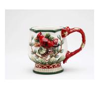 Set di 4 tazze in ceramica rossa cardinale con pigna (set da 4 pezzi) 4 7