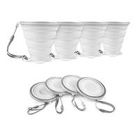 Set di 4 tazze pieghevoli in silicone, senza BPA, pieghevoli, in silicone, con coperchio di chiusura in plastica, riutilizzabili, portatili, adatte per picnic, campeggio, escursioni all'aperto, viaggi