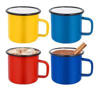 Set di 4 tazze smaltate, 350 ml, in porcellana, smaltate, per campeggio, casa, feste