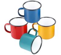Set di 4 tazze smaltate, 350 ml, riutilizzabili, colore giallo, rosso, blu, verde, in porcellana, stile vintage, per casa, casa, ufficio, campeggio