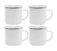 Set di 4 tazze smaltate riutilizzabili da 350 ml, con manico, tazze da caffè bianche, tazze da tè portatili, set di tazze da caffè retrò per campeggio, ufficio, casa, feste
