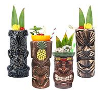 Set di 4 tazze Tiki Tropical Bicchiere da Cocktail Tiki Set di Tazze in Ceramica Ispirazione Cultura Polinesiana Bevande esotiche e tropicali hawaiane cocktail