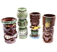 Set di 4 tazze Tiki Tropical Bicchiere da Cocktail Tiki Set di Tazze in Ceramica Ispirazione Cultura Polinesiana Bevande esotiche e tropicali hawaiane cocktail