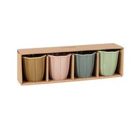 Set di 4 tazzine a corolla in ceramica nei toni bronzo, verde, rosa e blu