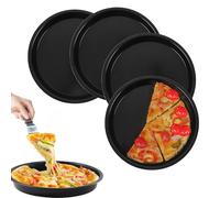Set di 4 teglie per pizza, piatti rotondi, quiche, antiaderenti, nere, fiamme, torte, calore uniforme e facile da pulire, 2,3 cm (h) x 18,1 cm (7'