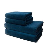 Set di 4 Teli da Bagno | 2 Telo Doccia 70x140 cm + 2 Asciugamani Piccoli 50x100 cm | Telo Bagno Spugna Morbido e Assorbente | 100% Cotone | 500g/m2 | Hotel e B&B | Oeko-TEX | Ôhm | Blu scuro