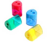 Set di 4 temperamatite multicolore a doppio foro con impugnatura antiscivolo custodia trasparente per l'organizzazione in orniture per matite a doppio foro