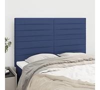 Set di 4 testiere blu in tessuto resistente, regolabile in altezza, 72 x 5 x 78/88 cm per pezzo, gambe in legno robuste, ideali per camere da letto e come cuscino da parete per leggere o guardare la