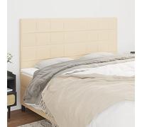 Set di 4 testiere crema per letto, tessuto 90 x 5 x 78/88 cm, altezza regolabile, gambe in legno resistenti, materiale traspirante, ideale per leggere e rilassarsi