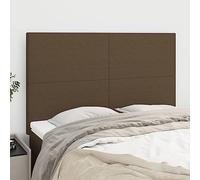 Set di 4 testiere in tessuto marrone scuro, 72 x 5 x 78/88 cm, altezza regolabile per letti, gambe in legno robusto, materiale traspirante, ideale per comfort e modernizzazione della camera da letto