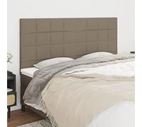 Set di 4 testiere in tessuto tortora, 80 x 5 x 78/88 cm, altezza regolabile, gambe in legno, design durevole per il comfort della camera da letto
