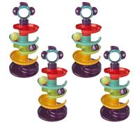 Set di 4 torre a sfera colorata, pista a rullo, palla a sfera, giocattolo impilabile a torre colorate, a partire dai 12, giocattolo per le abilità motorie per bambini