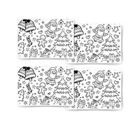 Set di 4 Tovaglie di Carta da Colorare per Natale - Immagini e Decorazioni per la Tavola - Regalo e Attività per Bambini