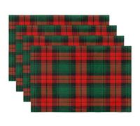 Set di 4 tovagliette a quadri di bufalo rosso verde per tavolo da pranzo, lavabili, per la decorazione della cucina di casa, 30,5 x 45,7 cm
