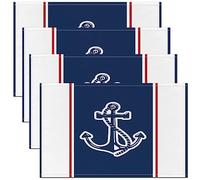 Set di 4 tovagliette a tema nautico con stampa di ancora, 45 x 30 cm, per cucina, tavolo da pranzo, decorazione per interni ed esterni, mare avventura