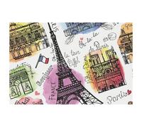 Set di 4 tovagliette alla Torre Eiffel con Parigi, resistenti al calore, lavabili, antiscivolo, antimacchia, per esterni, per tavolo, cucina, sala da pranzo, facili da pulire