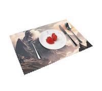 Set di 4 tovagliette all'americana con nuvole e montagne (30,5 x 45,7 cm), resistenti all'olio e alle pieghe, tovagliette decorative per casa, cucina, hotel