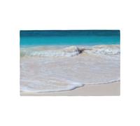 Set di 4 tovagliette all'americana turchesi con scena di spiaggia tropicale, resistenti al calore, antiscivolo, lavabili, in lino, per cucina, sala da pranzo e feste.