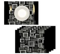 Set di 4 Tovagliette Americana Lavabili, Geometrico 3D Tovaglietta Resistenti Al Calore, 45x30cm Tovagliette Astratto Moderno, Antiscivolo Tovaglietta Decorazione Da Cucina per Le Feste, Grigio