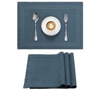 Set di 4 Tovagliette Americane Lavabili Cotone Effetto Lino Blu - Doppio Orlo