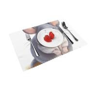 Set di 4 tovagliette antiscivolo resistenti al calore, per tavolo da pranzo, simpatici topolini, lavabili, in tessuto, tovagliette lavabili, per cucina, feste, vacanze, decorazione, 30 x 45 cm