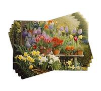 Set Di 4 Tovagliette Colazione Country Flowers And Pla Farmhouse Tree Lavender Emerald Green Ecosostenibile Kitchen Placemats Resistenti Al Calore Tovagliette Cucina Per Caffè Dinterni 30X45cm