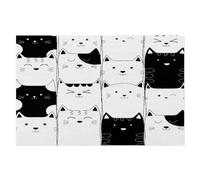 Set di 4 tovagliette con gatti bianchi e neri, resistenti al calore, antimacchia, lavabili, per cucina, tavolo da pranzo, tovagliette in vinile intrecciato (animali gattini)