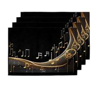 Set di 4 tovagliette con musica astratta, lavabili, antiscivolo, resistenti al calore, per cucina, sala da pranzo, tavolo, decorazione, 45,7 x 30,5 cm