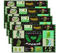 Set di 4 tovagliette con sottaceti, 45 x 30 cm, motivo cetriolo, per cucina, tavolo da pranzo, decorazione per interni ed esterni, geometria verde vegetale