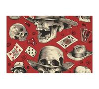 Set di 4 tovagliette con teschi da gioco d'azzardo, resistenti al calore, lavabili, in tessuto Oxford, decorazione per la casa e la cucina, facili da pulire