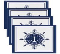 Set di 4 tovagliette con volante, 45 x 30 cm, a tema nautico, per decorazione mare, avventura, tovaglietta per cucina, tavolo da pranzo, decorazione per interni ed esterni, oceano