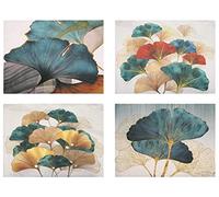 Set di 4 Tovagliette da Tavolo Lino Giallo Ottanio oro Ginkgo Naturale Decor Lavabili Resistenti Allo Sporco Impermeabile Tovaglietta per il Tavolo da Pranzo Cucina Uso Quotidiano Cene 45x32cm