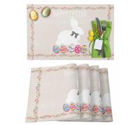Set Di 4 Tovagliette Happy Easter Day Easter Rabbit Bunny Resistenti Al Calore Placemats Decorativo Tovagliette Cucina Per Dinterni Tavolo Da Pranzo 30X45cm