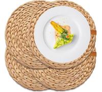 Set di 4 tovagliette in giacinto d'acqua, 30 cm, realizzate a mano, in erba di mare, antiscivolo e resistente al calore, perfetto per tavoli da pranzo, sottobicchieri e decorazioni bohémien