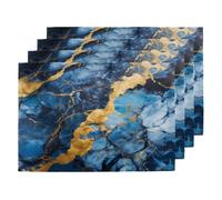 Set di 4 tovagliette in marmo blu dorato, lavabili, antiscivolo, resistenti al calore, per cucina, sala da pranzo, tavolo, decorazione 45,7 x 30,5 cm