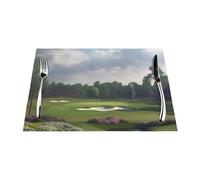 Set di 4 tovagliette in PVC, antiscivolo, resistenti al calore, in vinile, per campo da golf, lavabili, per cucina, tavolo da pranzo