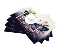 Set di 4 tovagliette in vinile con farfalle gotiche, resistenti al calore, lavabili, per cucina, tavolo da pranzo, ristorante, feste, vacanze, riunioni