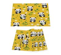 Set di 4 tovagliette in vinile con motivo panda cinese, foglie di bambù, per tavoli da pranzo, resistenti al calore, lavabili, in PVC