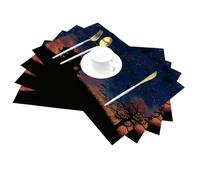 Set di 4 tovagliette in vinile resistenti al calore, lavabili e lavabili, in PVC, per feste, cucina, tavoli da pranzo